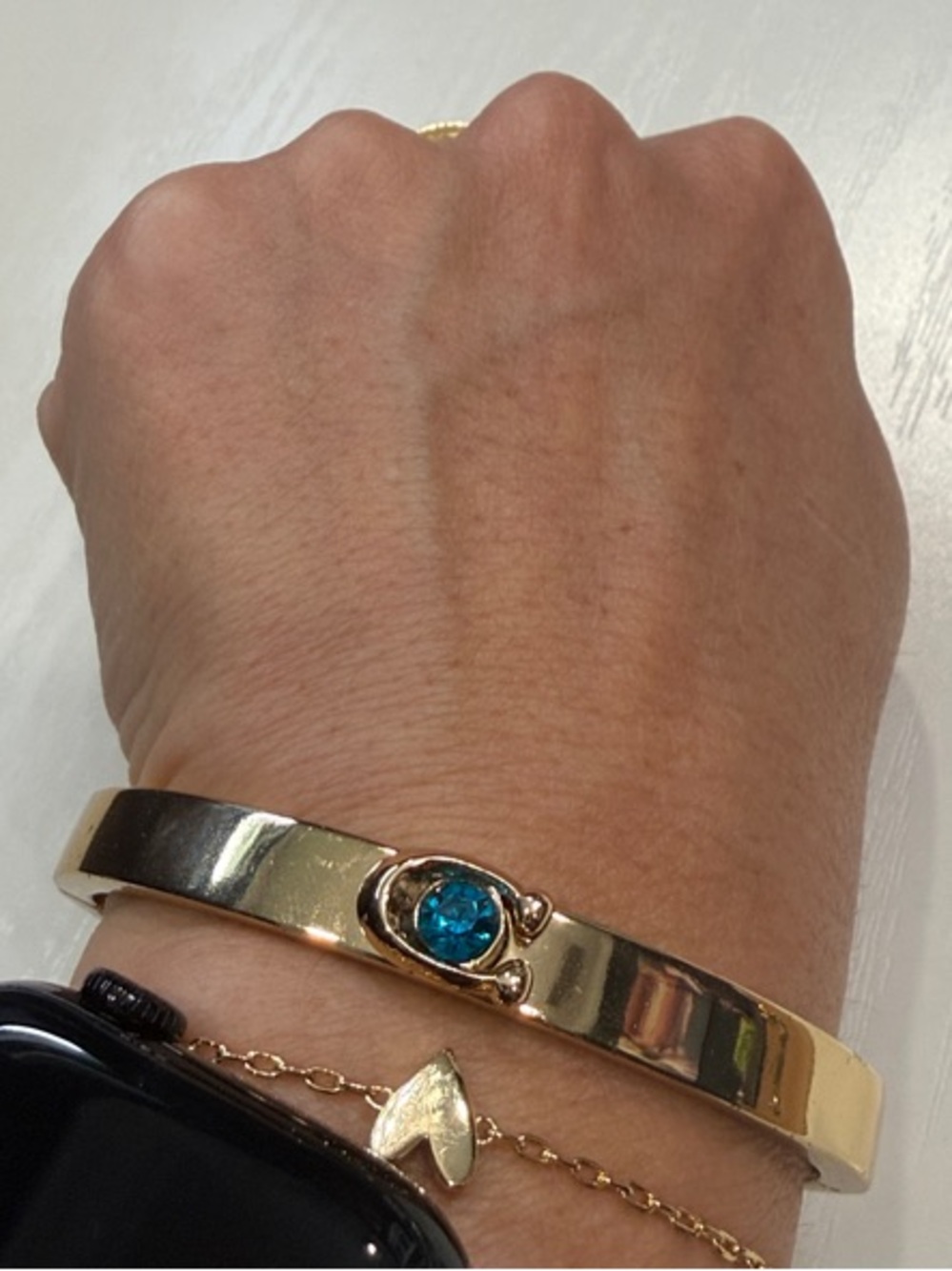 Coach Gold Bracelet with Blue Stone Accent - Women’s Jewelry